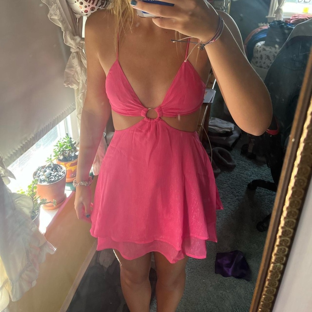 Lucy in the Sky Hot Pink Cutout Mini Dress